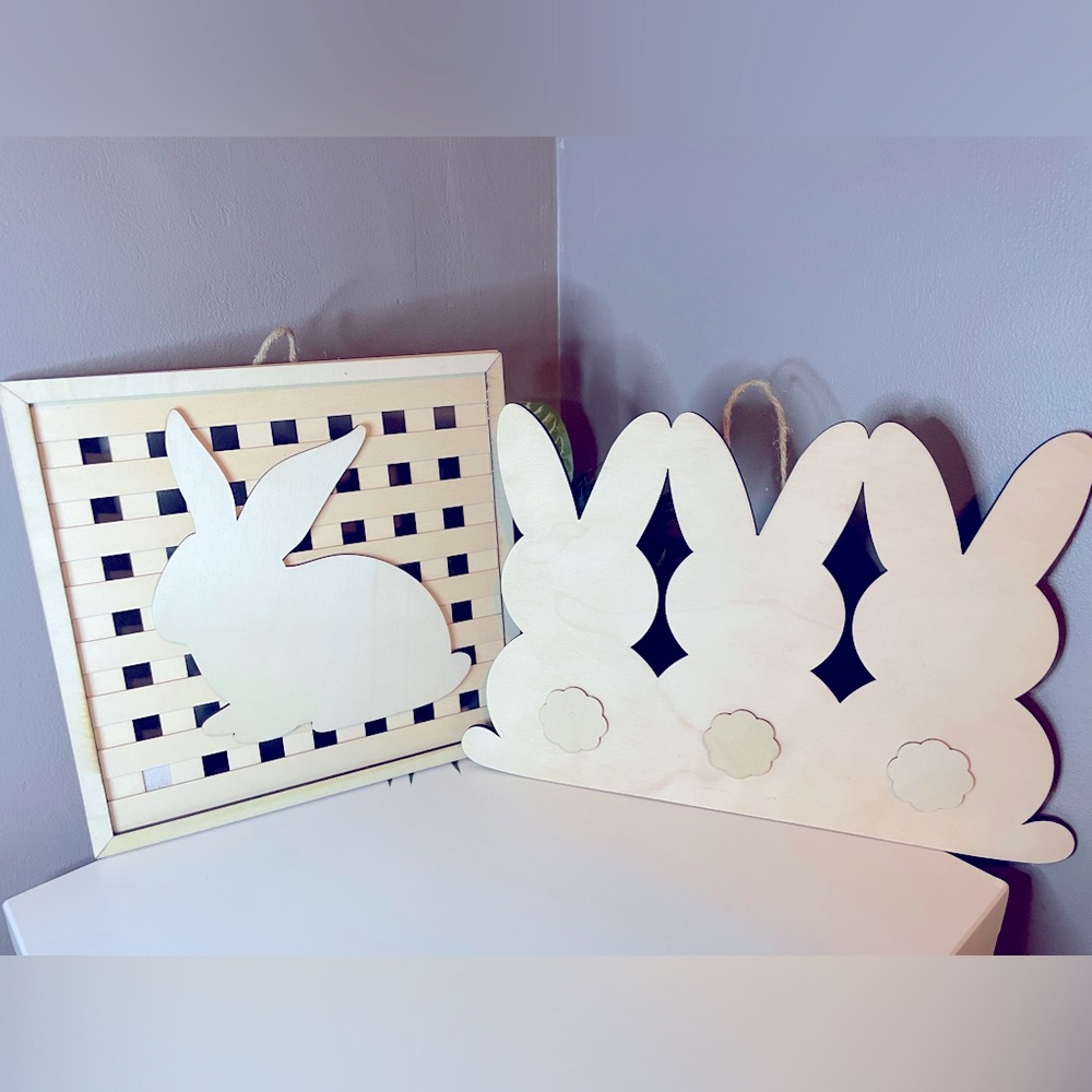 Bunny Silhouette Wood Art Wall Decor, DIY Paintable Arts &Crafts,Nursery,Easter